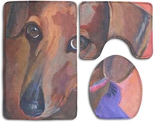 Dachshund Dog Animal Soft Bathroom Rugs Set Without Deformation Contour Bath Rug Anti-static Lid Toilet Cover And Bath Mat