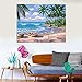 DIY Paint by Numbers Kit for Adults - Summer Time Sea Palt Tree | Paint by Numbers Landscape PaintingsArts Craft for Home Wall Decor | Pre-Printed Art-Quality Canvas, 3 Brushes, 24 Acrylic Paints