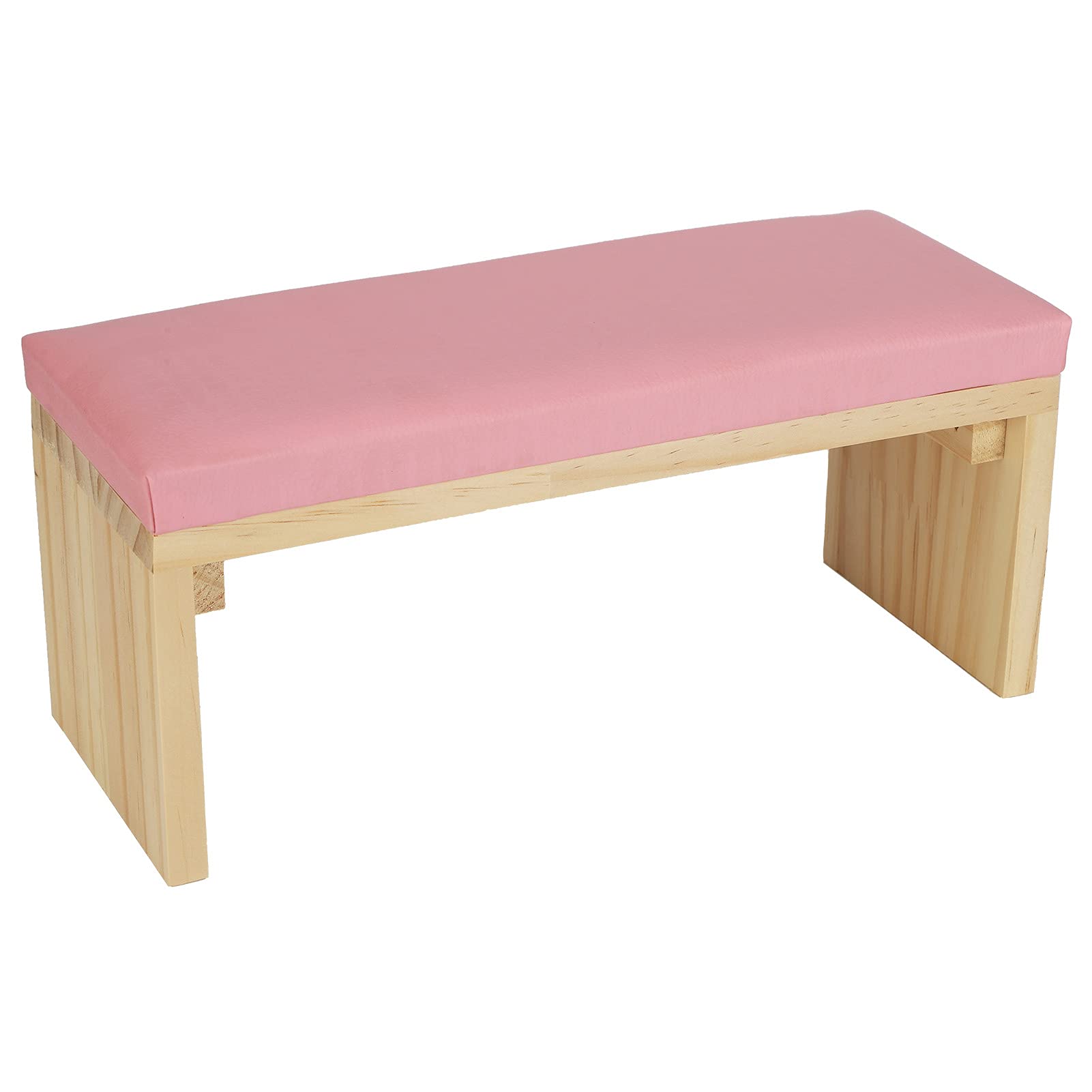 Wakects Manicure Pillow Stand, Nail Rest Cushion Pillow Leather Arm Wrist Support Rest Holder Nail Art Cushion Holder Stand with Wooden Support Leg for Home Nail Manicurists 11.81x4.72x5.1 (Pink)