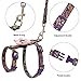 EXPAWLORER Cat Escape Proof Harness with Leash Set - with Detachable Pink Flower Paisley Pattern H Style Harness for Walking Purple
