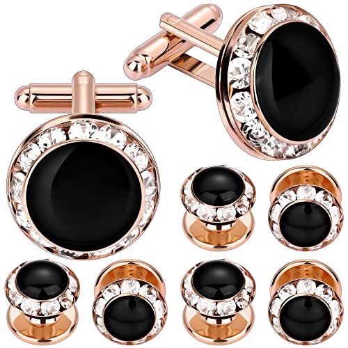 HAWSON Crystal Cuff Links and Studs Set for Mens Tuxedo Shrit Wedding Accessories, Metal — image 1