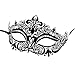 Burlesque-Boutique Masquerade Mask for Women, Crown Mask with Laser Cut Metal Venetian Design, Perfect for Prom, Homecoming, Halloween, Mardi Gras, Costume & Masquerade Ball Parties (Black/No Stones)