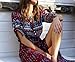 R.Vivimos Women Summer Print V Neck Maxi Dresses 3XL Red