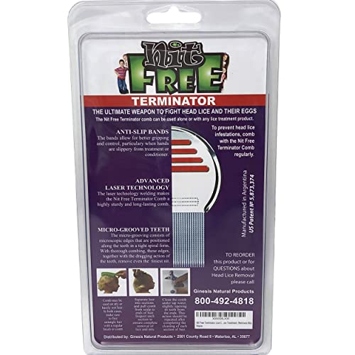 Nit Free Terminator Comb, Professional Stainless Steel Louse and Nit