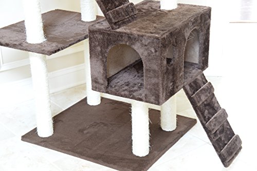GleePet GP78700623 Cat Tree with Ramp, 70-Inch, Coffee Brown