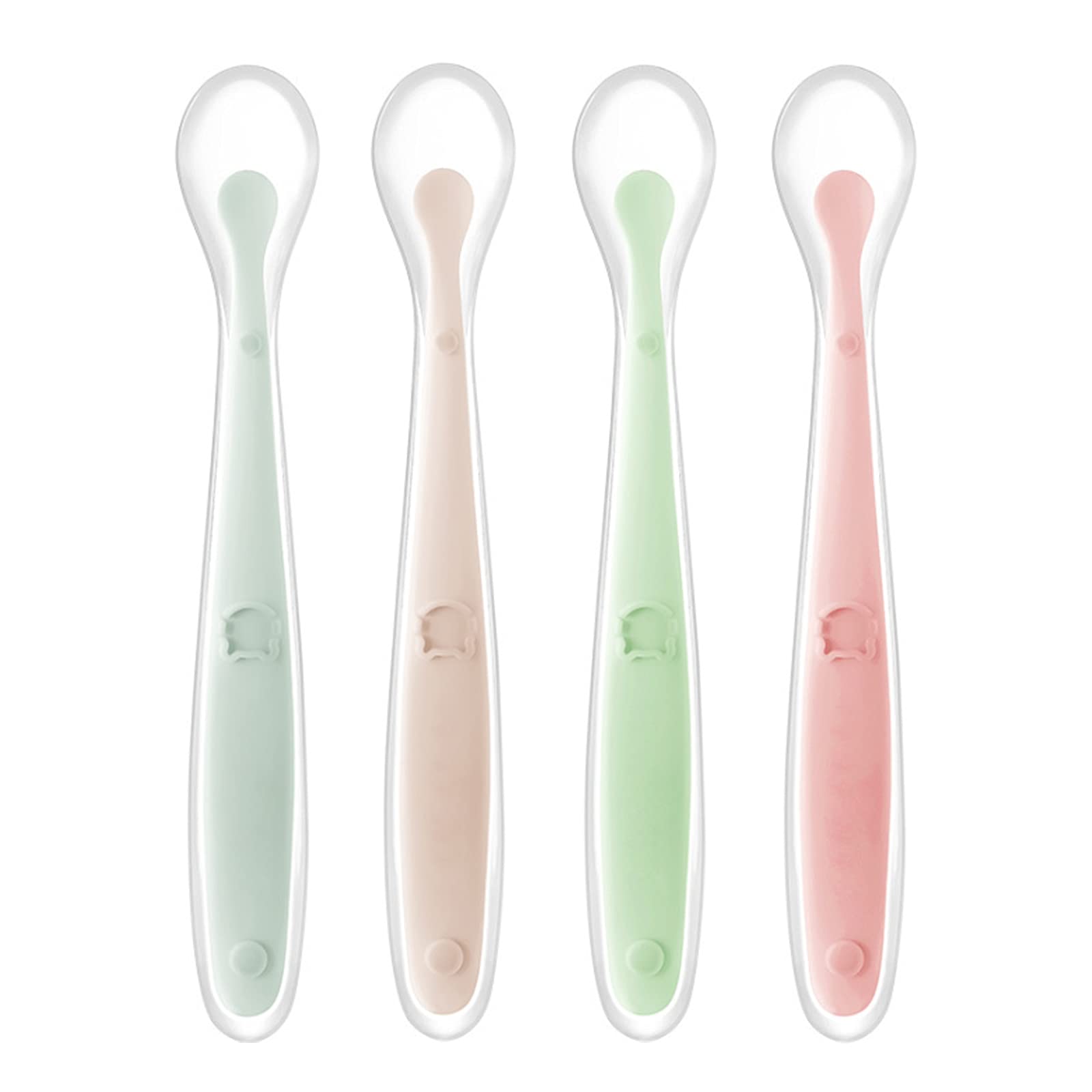 Tomedeks 4 Silicone Baby Spoons, Soft Curved Baby Feeding Spoon, Rice Porridge Spoon, Soft Baby Spoon Set From 1 Month (color)