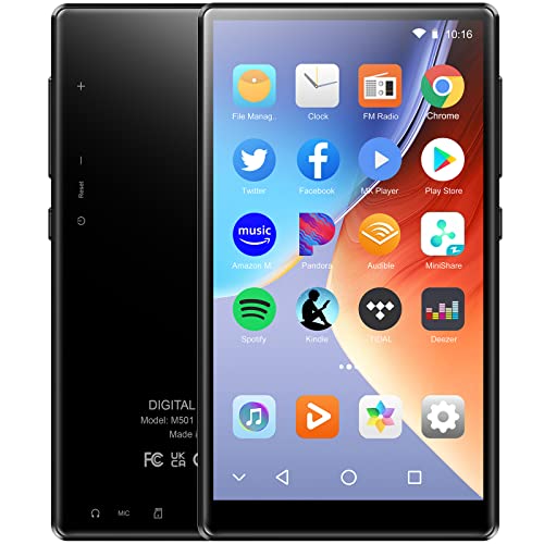 Reproductor MP3 con Bluetooth y WiFi, Reproductor MP4 y MP3 con Pantalla táctil de 4,7" y Spotify, Reproductor de música en Streaming Android con Pandora, Reproductor de Audio con Altavoces (Negro)