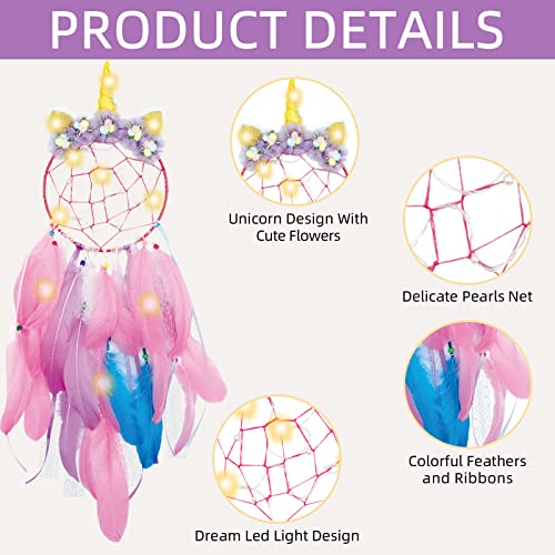 Dream Catcher Kit for Kids, DIY Dream Catcher Kit, Unicorn Dreamcatcher Kit with Lights, Dream Catcher for Girls, Crafts for Girls Ages 8-12