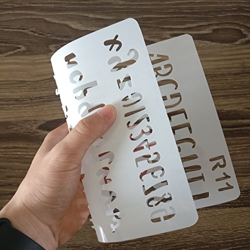 Onest 12 Pack Letter and Number Stencils Alphabet Stencil for Bullet Journal Supplies Scrapbooking Painting Drawing Craft -7×10 inch - Thumbnail 3