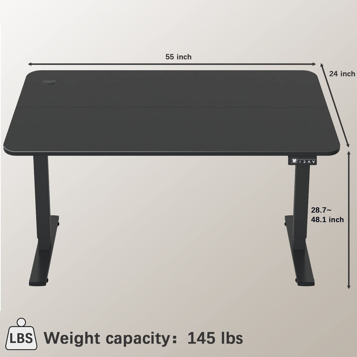 Furmax 55 x 24 Inches Electric Height Adjustable Standing Desk Large Sit Stand Up Desk Home Office Computer Desk Memory Preset with T-Shaped Metal Bracket, Black