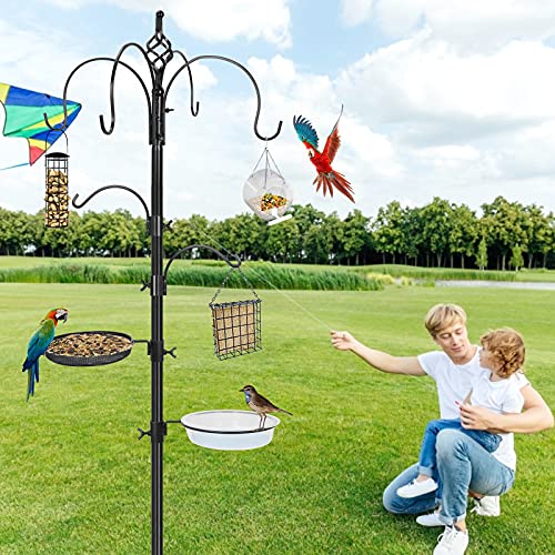 6Hook Bird Feeding Station, Steel MultiFeeder Kit Stand,Attracting