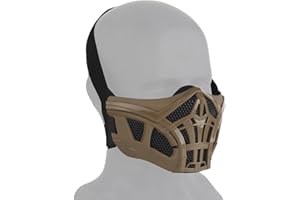 HDLSINA Airsoft Half Face Masks, Half Lower Steel Mesh Airsoft Protective Gear Breathable Silicone Lining Mesh Cover for Adult Men Women BBS Airsoft Shooting CS Survival Games