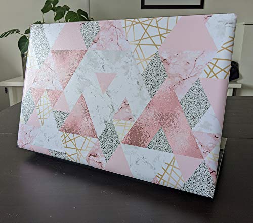 TaylorHe 13-14 inch (34cm x 23.5cm) Laptop Skin Vinyl Decal MADE IN BRITAIN Pink Glitters Marble Metal - Image 4