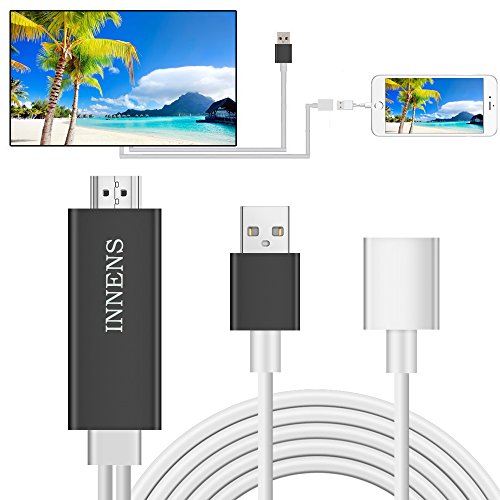 Innens Lightning to HDMI Cable Adapter, Lightning Digital AV Adapter, Plug and Play Lightning MHL to HDMI High-Speed 1080P HDTV Cable for iPhone 7 7 Plus 6s 6s Plus 6, iPad (Black)