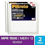 Filtrete Healthy Living Ultra Allergen Reduction AC Furnace Air Filter, MPR 1500, 12 x 12 x 1-Inches, 2-Pack