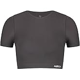 AUROLA Essentials Seamless Short Sleeve Crop Top for Women Workout Active Comfort Athletic Shirts Tee