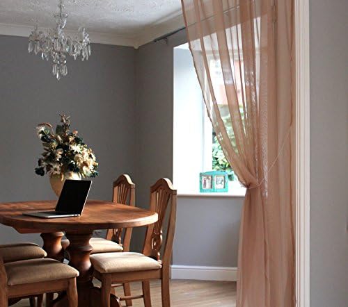 HWI Easy Slot Top Plain Voile Net Curtains Panel, 2 Drop Sizes: 48" or 90" (Sand Beige 59" x 90")