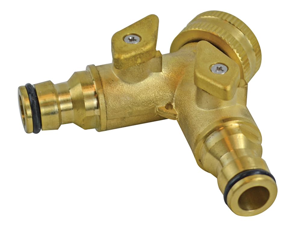 Faithfull FAIHOSE2WAY 2 Way Shut Off Valve 19mm (3/4in) to 2 x 12.5mm