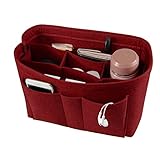 Enerhu Felt Insert Bags Handbag Tote Purse Organizer 10 Pockets Bag in Bag Backpack Travel Storage Pockets Red M