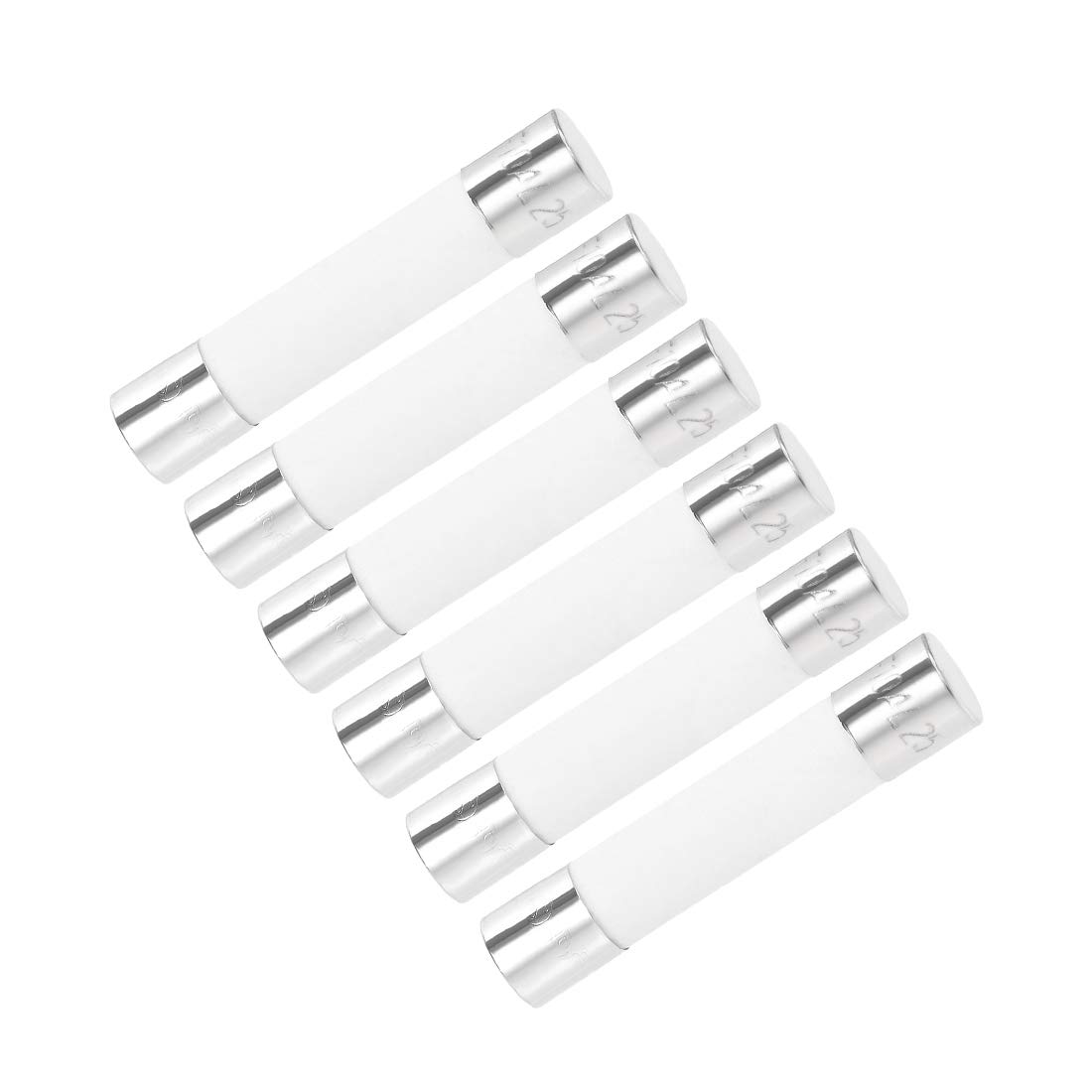 sourcing map Ceramic Cartridge Fuses 10A 250V 6x30mm Ceramic Fuses Fast Blow Replacement for Amplifier Energy Saving Lamp Ballast 6pcs