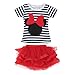 LittleSpring Little Girls' Skirt Set Striped Cartoon Size 12M Red