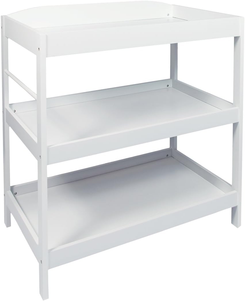 white wooden changing table