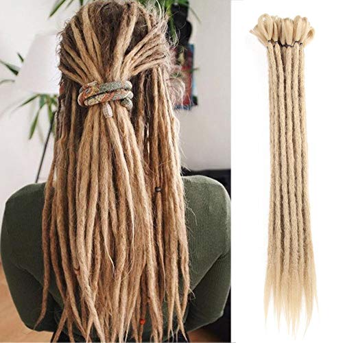 Blonde Dreads Handmade Dreadlock Extensions 12Strands Synthetic Hair Dreads Crochet Braiding hair Extensions 20Inch Dreadlocks Reggae Hair For Women/Men (#24)