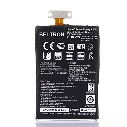 New 2100 mAh BELTRON Replacement Battery for LG Nexus 4 E960 / Optimus G E970 E973 LS970 (BL-T5)
