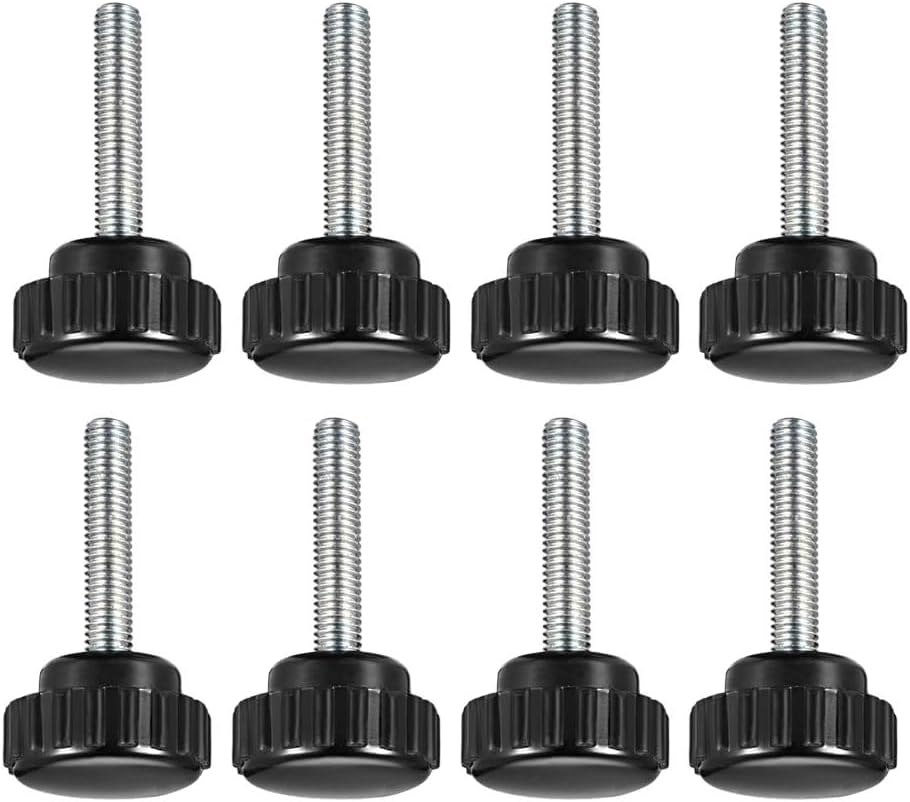 Boxonly Knurled Clamping Knobs Grip for Saw Drill Press Lathe and Routing Jigs Round Head Clamping Handle Bolt with Plastic Knobs M5 x 25mm 8pcs