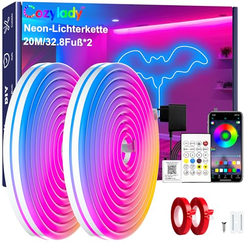 Cozylady RGB Neon Led strip Light, mit Fernbedienung, APP Steuerung, wasserdichte flexible Rgb Streifen, 24V LED Neon band für Schlafzimmer, Heiminnen