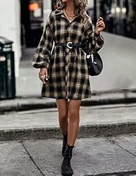 Blooming Jelly Womens Plaid Dress Flannel Shirts