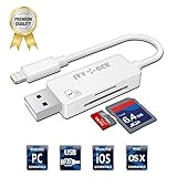 SD / Micro SD Card Reader with Lightning to USB Connector, Fast Charging Cable, IVYOCK External Storage Memory Expansion for iPhone 6, 6 Plus, 6s, 6s Plus 7 7Plus 8 iPhone X iPads iPods Computers