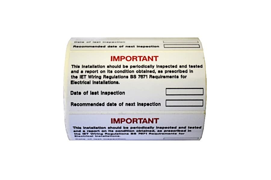 iSigns Periodic Inspection Label Roll – 100 Self-Adhesive Vinyl Next Inspection Labels (75 x 35mm) – Write-On Electrical Stickers – UK Safety Sign Manufacturer Since 1994