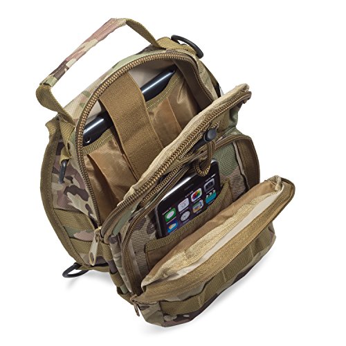 Dragon Ninja Sling Bag for Men and Women Best Tactical Backpack Military Sport Daypack for EDC Camping Hiking and Travel with FREE Velcro Patch (Light Camouflage) - Thumbnail 5