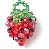 Ornazy 10Pcs Red Strawberry Pendants Handmade Imitation Fruit Dangle Charms Glass Beaded Strawberry Pendants for Jewelry Earring Necklace Making