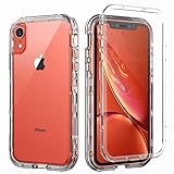 SKYLMW Case for iPhone XR,Shockproof Three Layer Protection Hard Plastic & Soft TPU Sturdy Armor Protective High Impact Resistant Cover for iPhone XR 2018(6.1 inch) for Men/Women/Girls/Boys,Clear