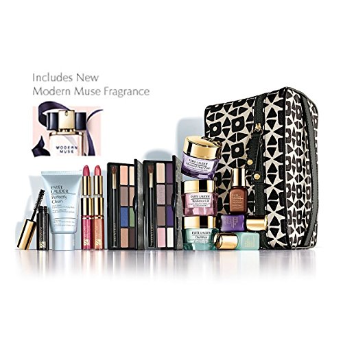 Estee Lauder 2013 8 Pcs Skincare Makeup Gift Set with Cosmetic Bag Plus New Modern Muse Fragrance image