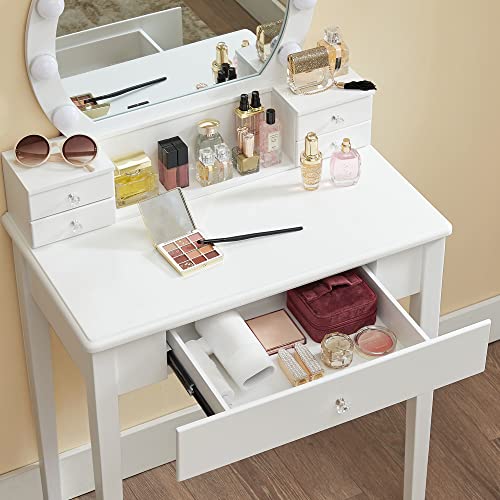 VASAGLE Vanity Set Dressing Table with Mirror, 10 Light Bulbs, Stool 5
