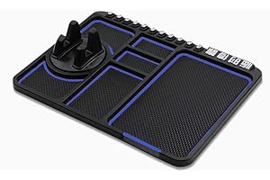 YOXCAN 4 in 1 Non Slip Phone Pad for Car Anti Slip Mat Universal 360°Dashboard Cell Phone Holder Multifunctional Non-Slip Phone Mat with Temporary Parking Number (Red)