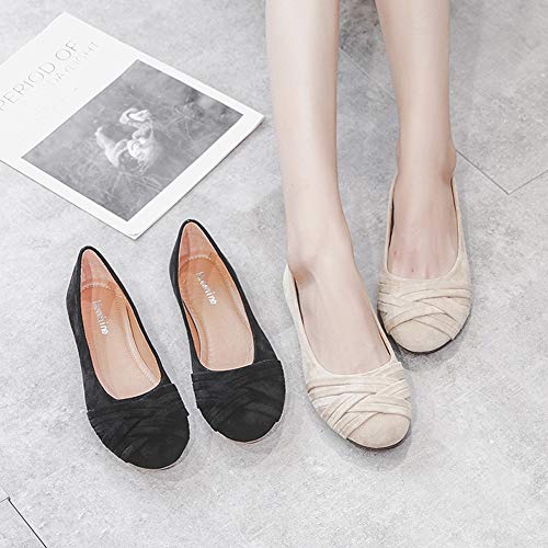 Meeshine Women's Comfortable Bow Point Toe Flat Pumps Slip On Shoes（Weaving Nude US 9 - Thumbnail 6
