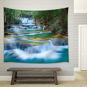 Cascading Waterfalls in Tropical Rainforest - Fabric Tapestry, Home Decor - 51x60 inches