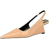 NEUUGO NSNEOND Women's Patent Leather Wedge Stiletto Heels Mules with Ankle Buckle Sexy Pointed Closed Pointed Toe Slip On High Heel Shoes for Wedding Party Dress Shoe