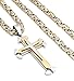 FIBO STEEL Stainless Steel Cross Pendant Mens Byzantine Chain Necklace 5mm Wide, 30 inches