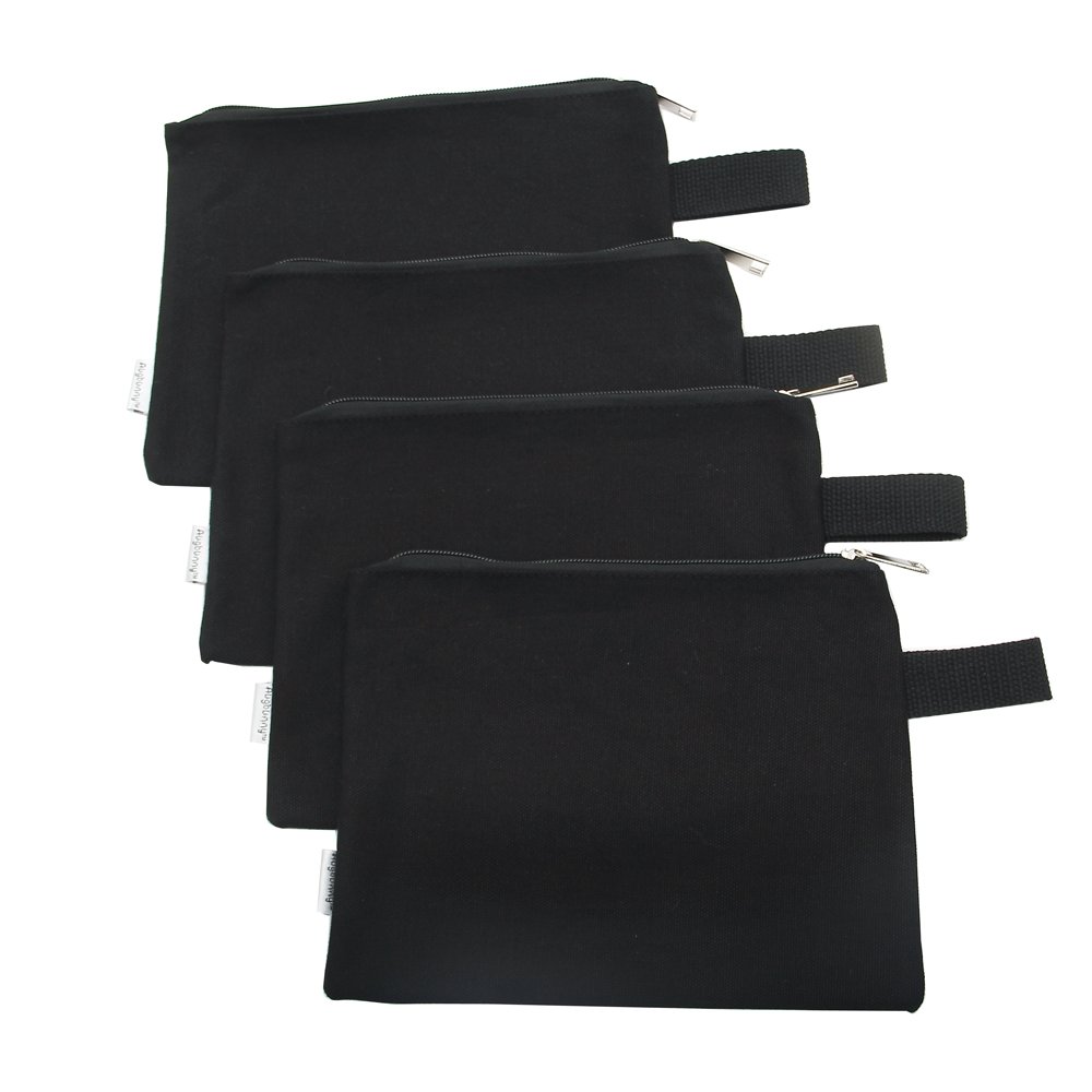 Augbunny 100% Cotton 16oz Heavy Duty Multi-Purpose Canvas Zipper Tool Bag Organize Storage Pouch 4-Pack
