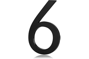 REAVOR Stick on Letters and Numbers, Adhesive House Numbers for Apartment Door Farmhouse Mailbox Office Hotel Outside, Frosted Matte Black Acrylic House Number 6