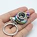 Waterwood Creative Auto Parts Models Spinning Turbo Turbocharger Keychain Key Chain Ring-Rainbow with Cleaning Cloth