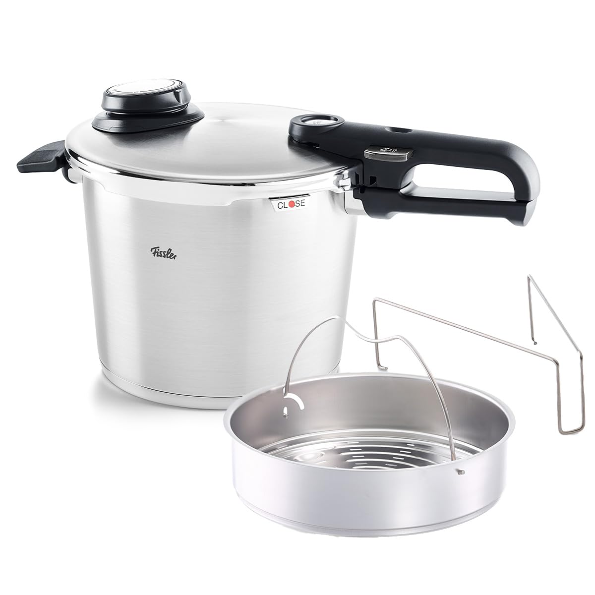 Fissler Vitavit Premium/Schnellkochtopf (6 L, Ø 22 cm) Edelstahl-Dampfkochtopf,4-Garstufen, Inkl. Einsatz - Made in Germany, Induktion