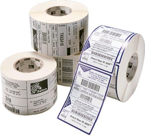 Zebra 10010037 Paper Label Z-Select 4000D 1.2" x 0.85", 1" Core, 2710 Labels per Roll (Pack of 6 Rolls)