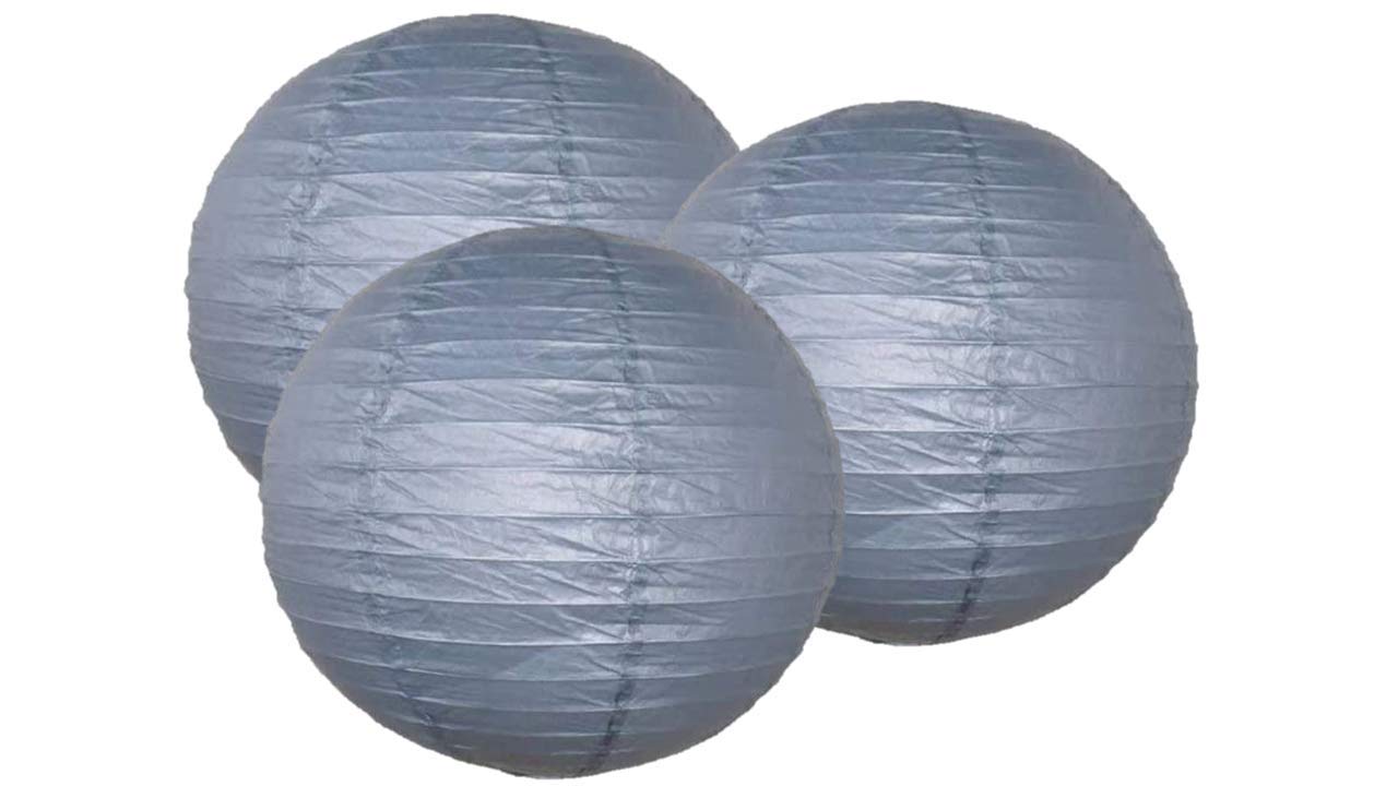 Pack of 3 Paper Lantern Lampshade Party Birthday Baby Shower Wedding Celebration Decoration (Grey, 8" (20cm))