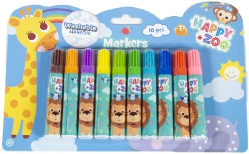 Happy Zoo C-HZ1402 Washable Markers, 10-Pack